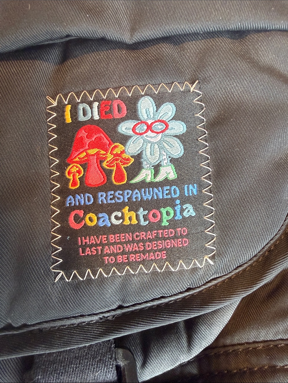 Coachtopia Black Quilted Crossbody Messenger Bag with Patch Detail - Picture 3 of 8
